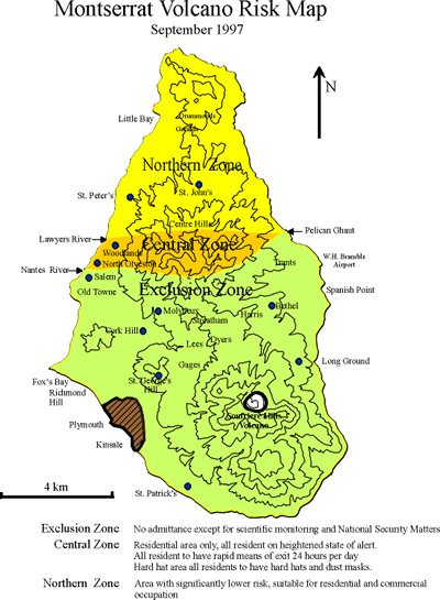 Montserrat Hazard map 1997 MVO